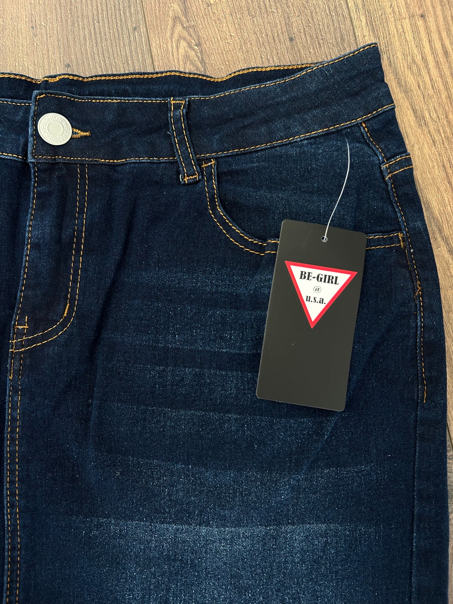 Dark Indigo Wash Denim Skirt | Plus