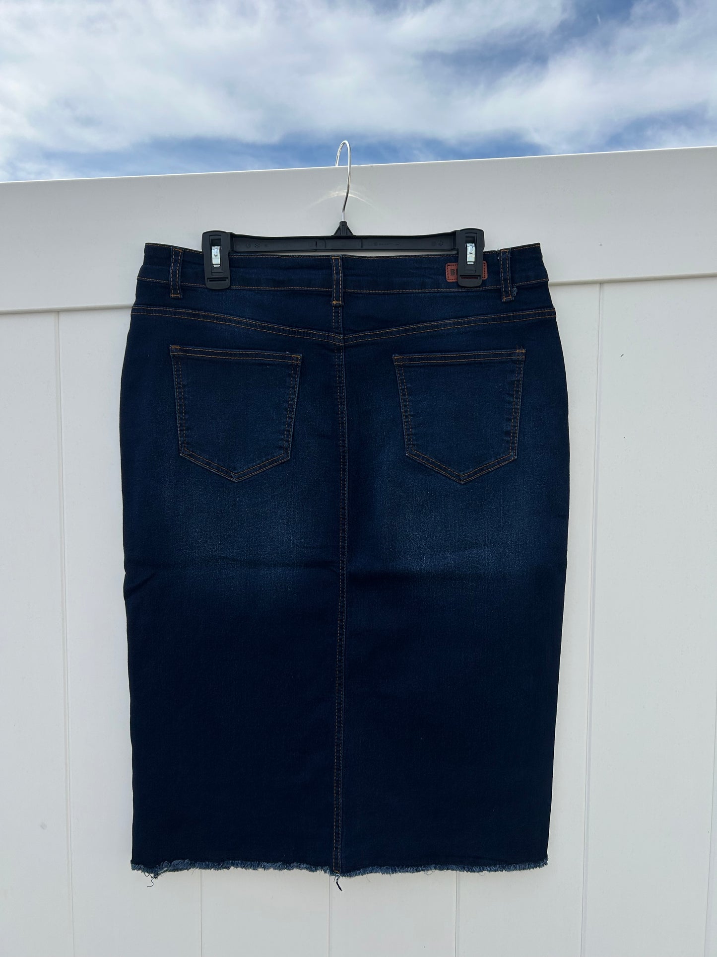 Dark Indigo Wash Denim Skirt | Plus