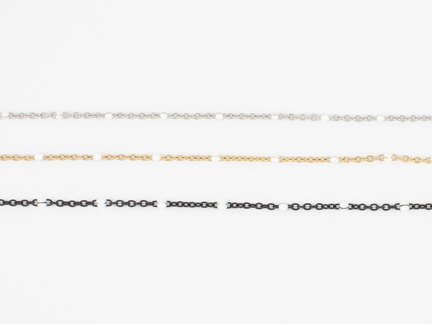 Dot White Enamel Bracelet Chain