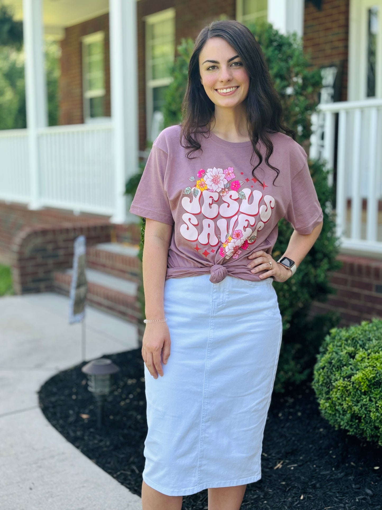 White Denim Skirt