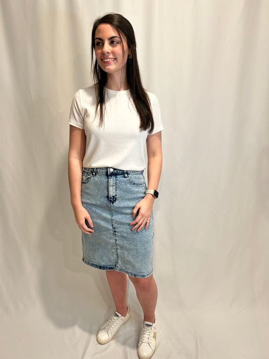 Acid Wash Denim Skirt