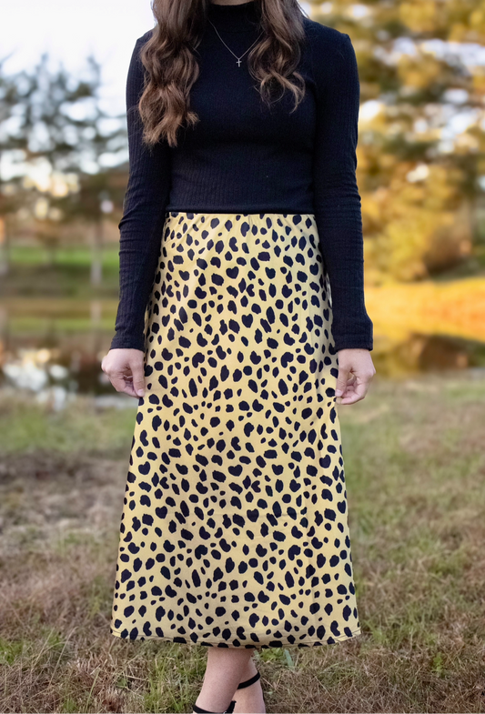 Satin Leopard Skirt