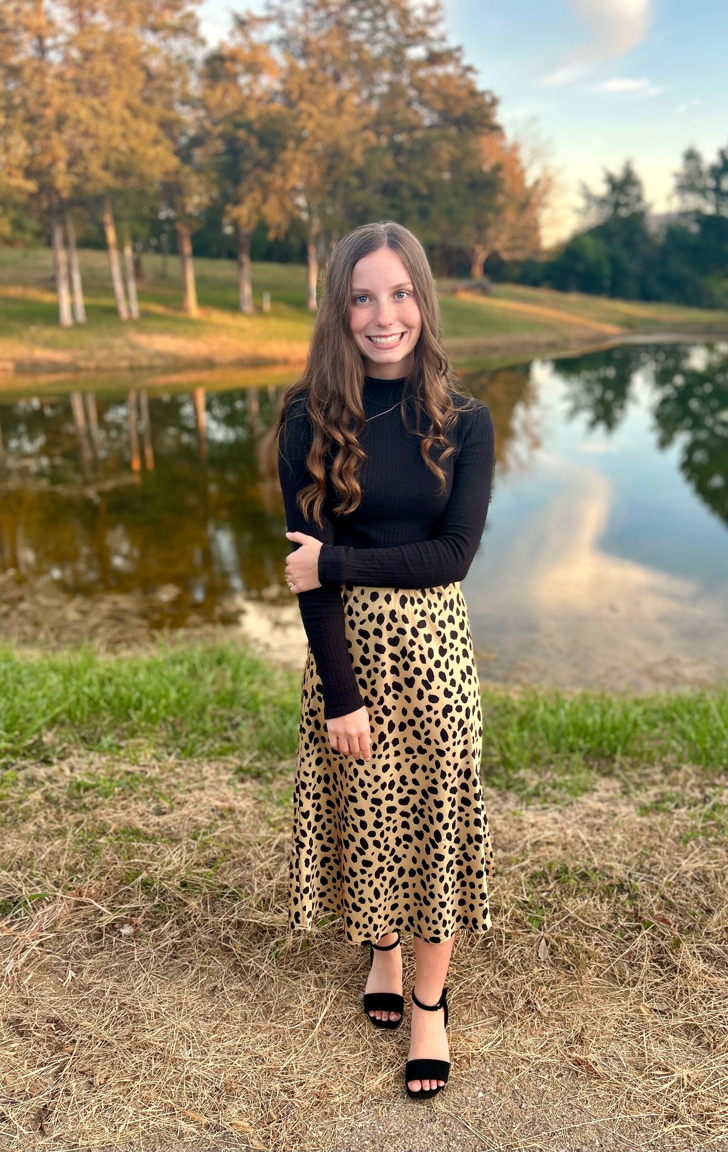 Satin Leopard Skirt